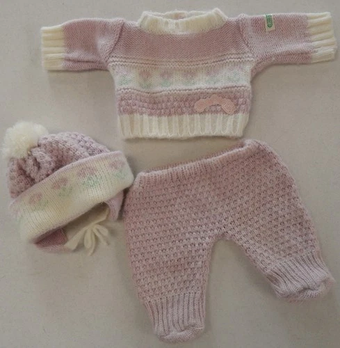 VTG 1985 Cabbage Patch Kids PREEMIE 6-201c BBB 3pc Knit Purple Sweater Set RARE!