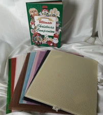 PLASTIC CANVAS LOT OF 25 ASST COLORS + VTG BOOK ULTIMATE CHRISTMAS COMPANIONS