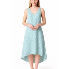 Neiman Marcus Blue High Low Dress XL 100% Tencel Sleeveless VNeck Shift NWT