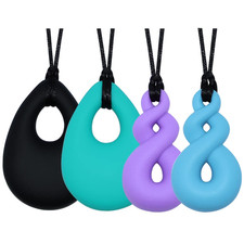 Chew Necklace for Boys and Girls, Silicone Chew Toys for Kids Teardrop Twist Pen