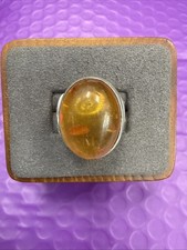    GORGEOUS BALTIC AMBER STERLING SILVER RING SIZE IS ADJUSTABLE 2 