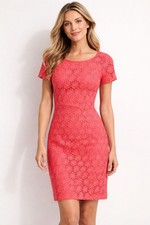 Talbots Petites 2P Women's Hot Pink Crochet Eyelet Floral Dress