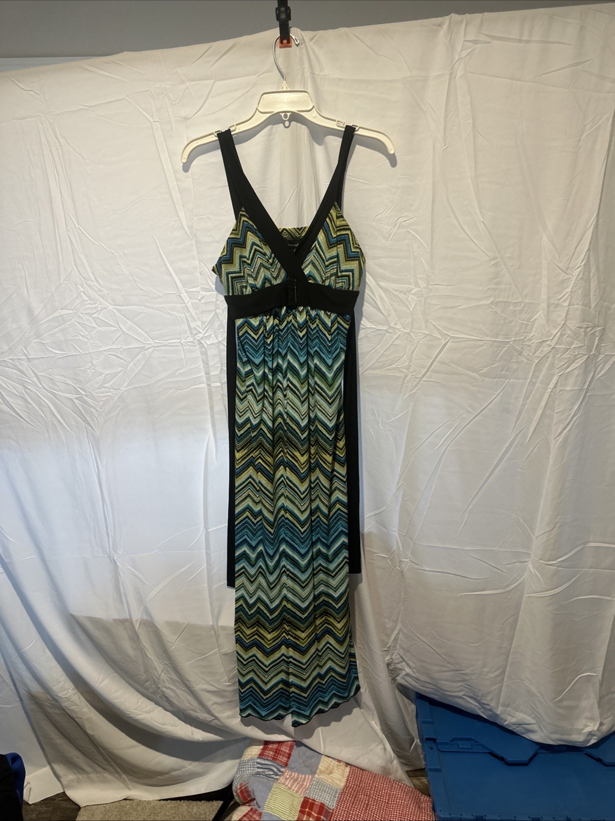 Valerie Bertinelli Chevron Maxi Dress Size 8 Multicolor Sleeveless