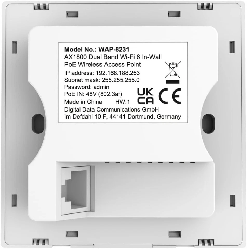 LevelOne WAP-8231 AX1800 Dual Band Wi-Fi 6 In-Wall PoE Wireless Access Point - Image 4 of 4