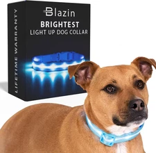 LED Dog Collar - USB Rechargeable, Waterproof, 1,000ft Visibility - US Brand