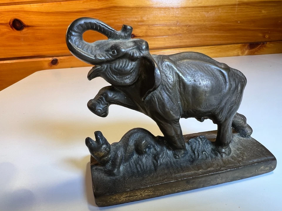 Antique ELEPHANT Ornate Cast Doorstop Door Stop Bookend American Hubley Albany - Image 4 of 4