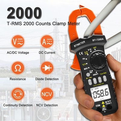 BTMETER True-RMS Clamp Meter, Current Meter DC/AC Current:20-400A, Clamp Multime