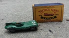1950s Lesney Matchbox D Type Jaguar Racing Car No 41 w Spoke Wheels & Repro Box