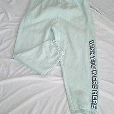 Victoria's Secret Pink Sweatpants L Green Campus Jogger Wish You Were Here New