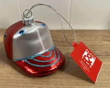 3.5" Christmas Red Trucker Hat Glass Novelty Ornament by Place & Time