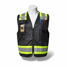 FX Two Tone Black Safety Vest with 4 Front Pocket Small to 2XL