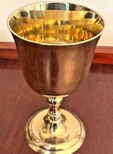 Goblet Chalice Brass Effect Metal Cup Turned Pedestal Stem Vintage Decorative
