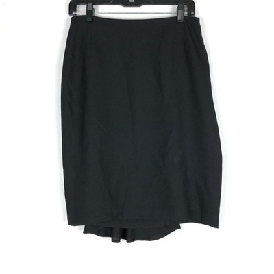 David Meister Silk Pencil Skirt Train Peplum Back Size 8 Black Fully Lined