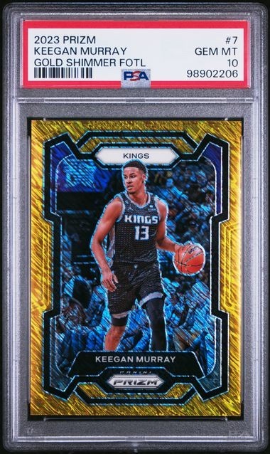 Keegan Murray 2023-24 Panini Prizm Prizms Gold Shimmer FOTL #7 SAC! 08/10 PSA 10
