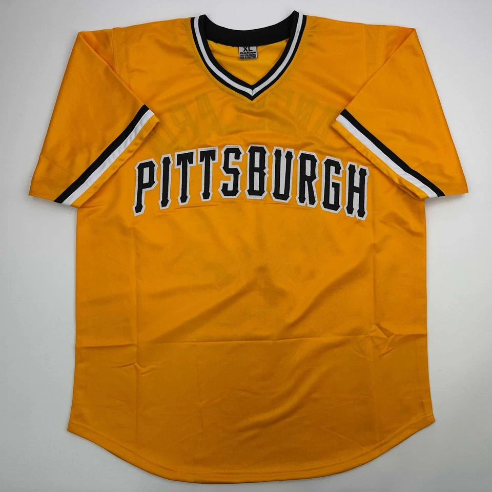 Camiseta de béisbol amarilla autografiada/firmada John Candelaria Pittsburgh certificado de autenticidad JSA Foto 4 de 4