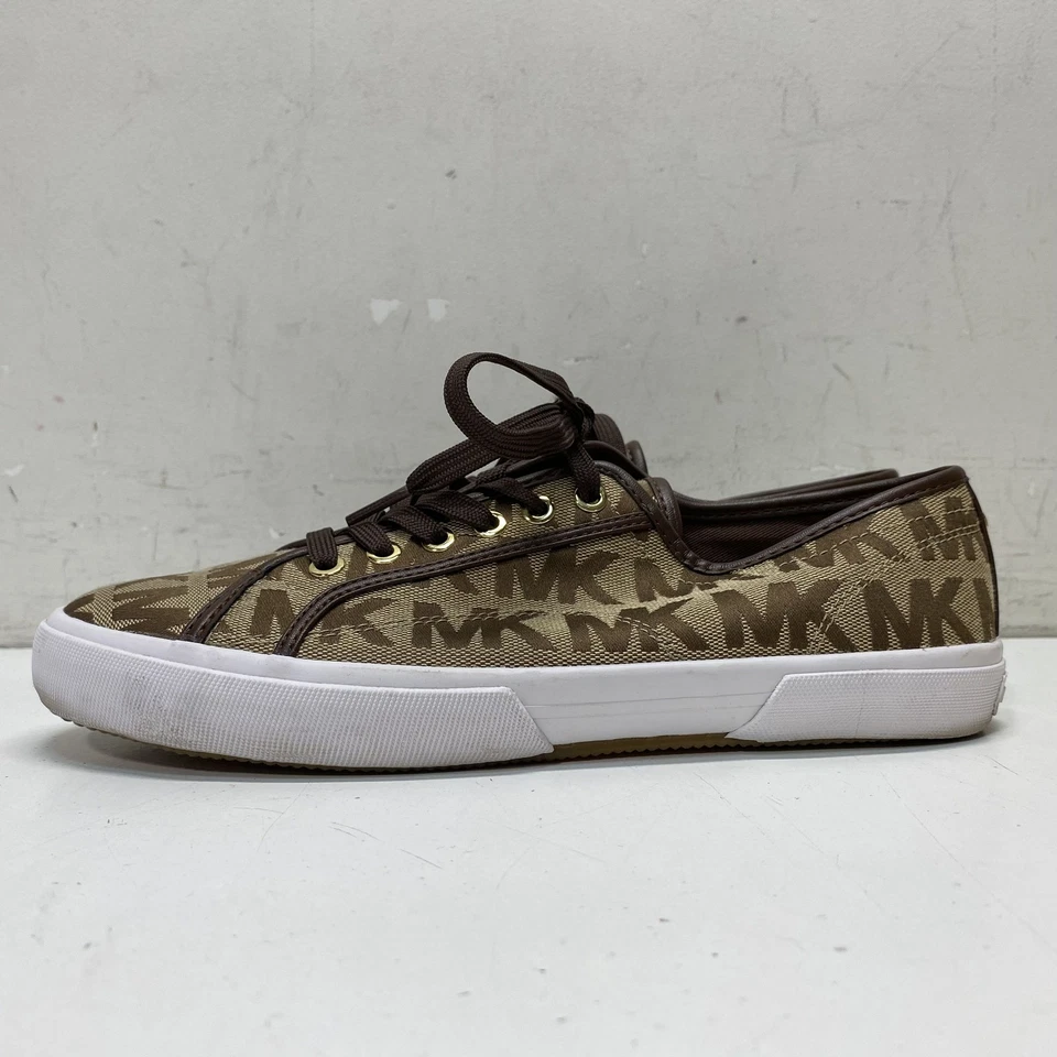 Michael Kors Mocha Jacquard Logo Sneakers Women's Size 9 - Image 2 of 4