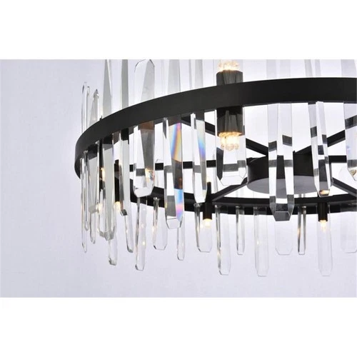 Elegant Lighting Serena 32" Round Iron and Crystal Chandelier in Black - Picture 5 of 8