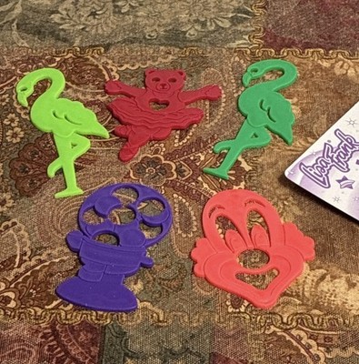 (5) 1989 Lisa Frank Stencils ~Ballerina Bear, Clown, Flamingos, Gumball Machine 