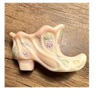 Fenton Hand Painted Hand Blown Satin Art Glass Shoe Figurine Signed L Ewenson