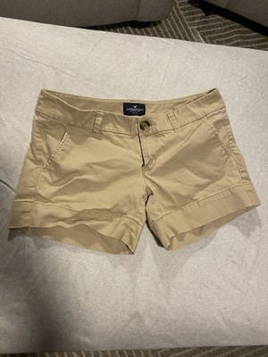 American Eagle Outfitters khaki shorts, featuring a belt-loop waist
