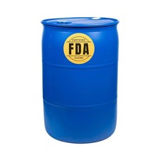 55 Gallon Blue Tight Head Plastic Drum, BPA Free, UN Rated, 2" NPT  2" Buttr...