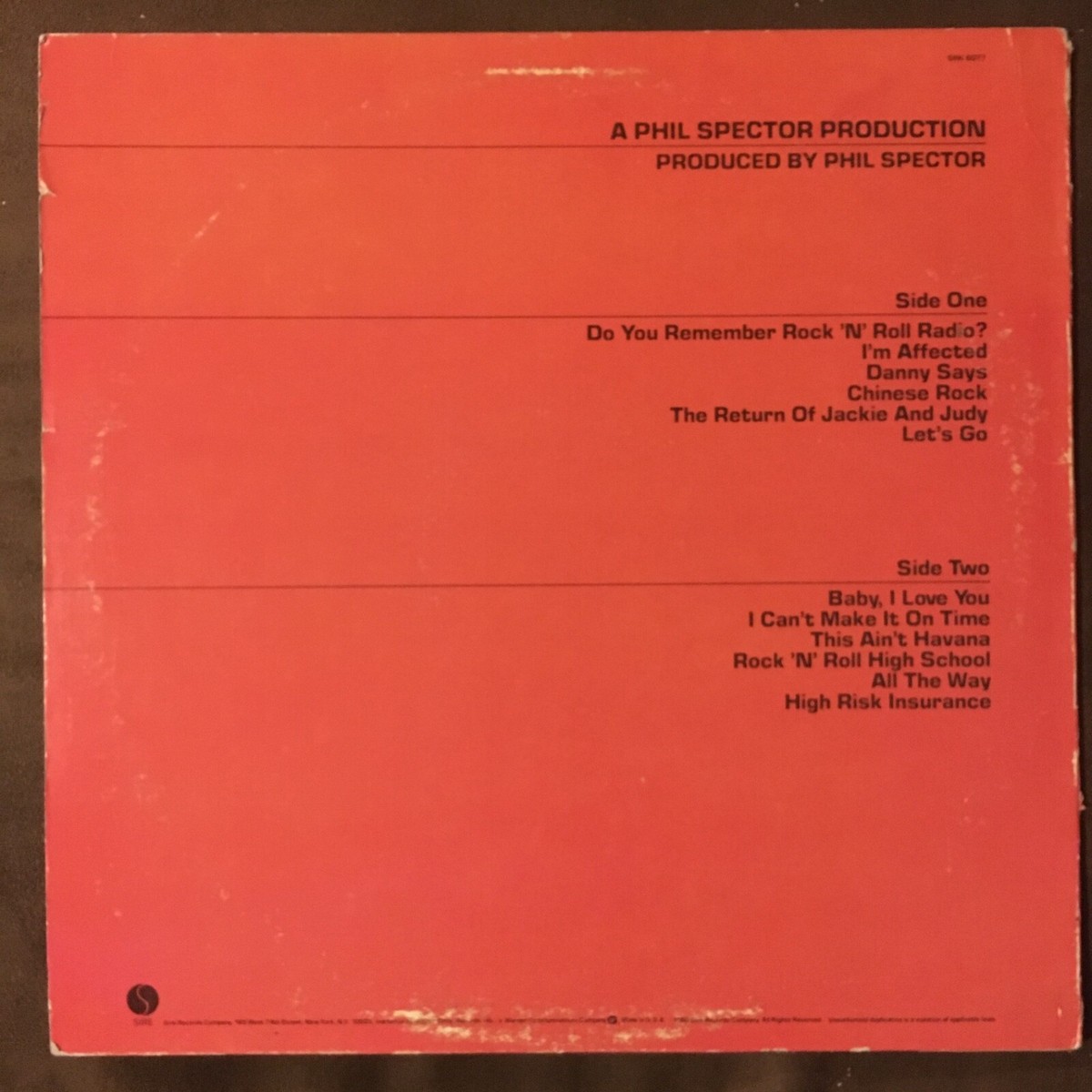 THE RAMONES End Of The Century - 1980 First Press Sire LP