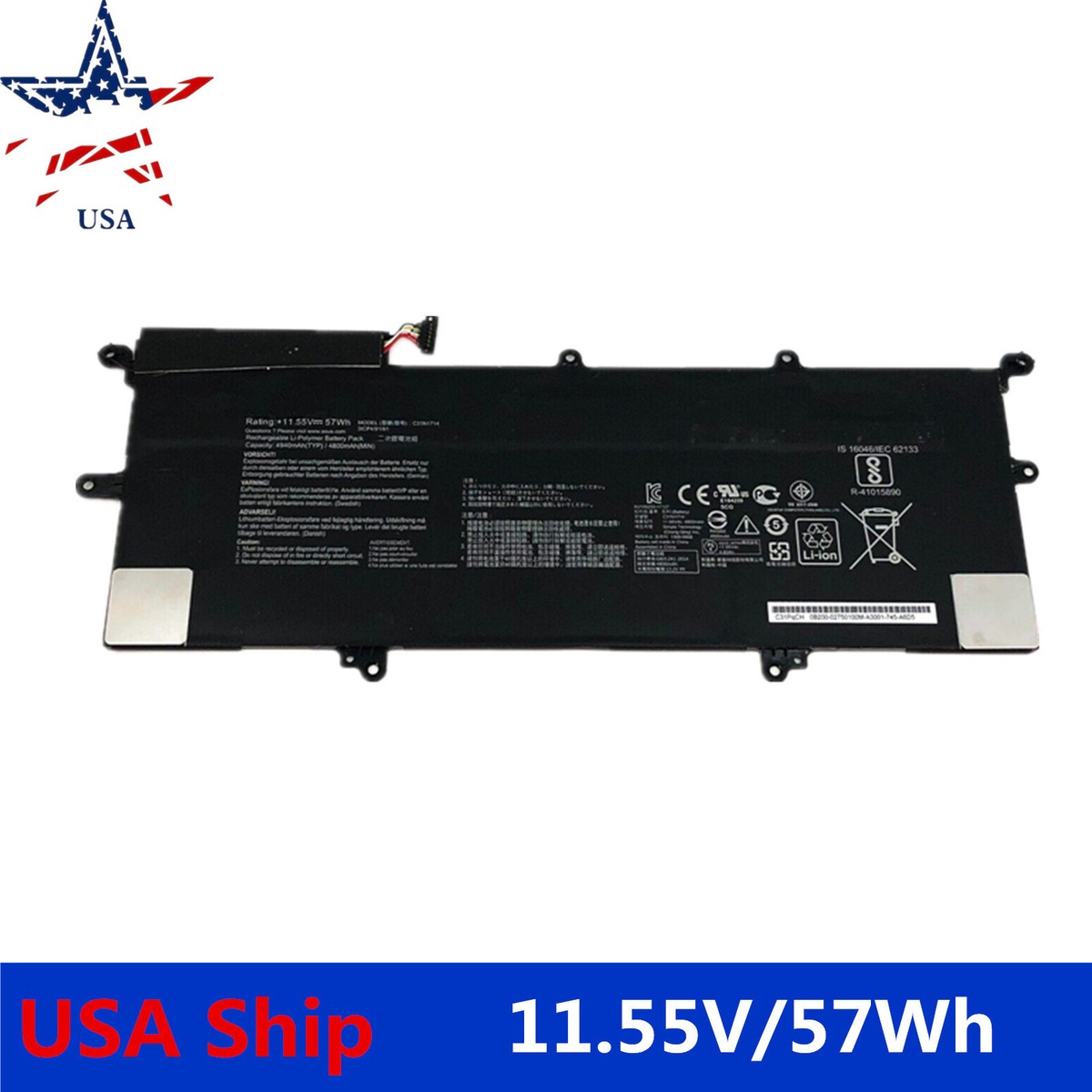 Replacement C31N1714 Battery for Asus Zenbook Flip 14 UX461FA UX461UN  UX461UA - Main Image