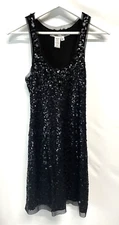 Max Studio Black Sequin Dress Stretch Cocktail Party Sleeveless Racerback XS