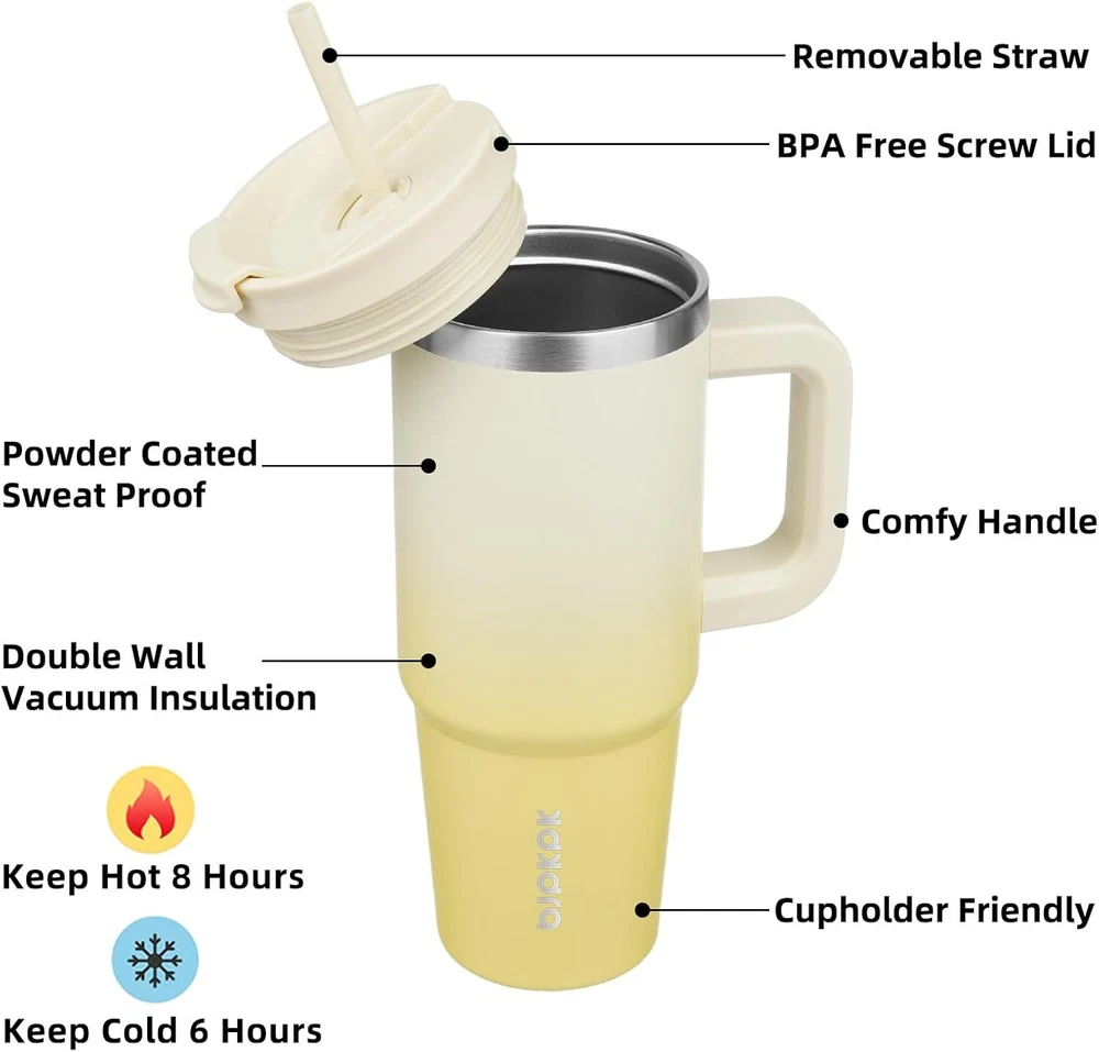 Tumbler with Handle and Straw 30 Oz Insulated Tumbler Cups with Lid Stainless Tumbler with Handle and Straw 30 Oz Insulated Tumbler Cups with Lid Stainless