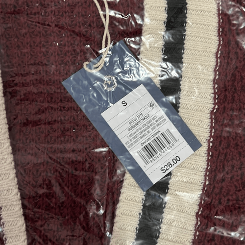 Universal Thread Small Waffle Knit Chunky Sweater Burgundy Red Cardigan Varsity - Picture 5 of 6