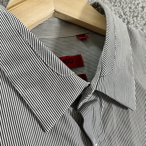 Hugo Boss Long Sleeve Stripe Shirt Men's Medium Slim Fit (38" chest) Blue - Picture 3 of 12
