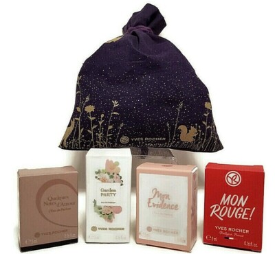 4 MINI Yves Rocher Perfume Bundle- Quelques/Garden Party/Mon Rouge/Mon Evidence