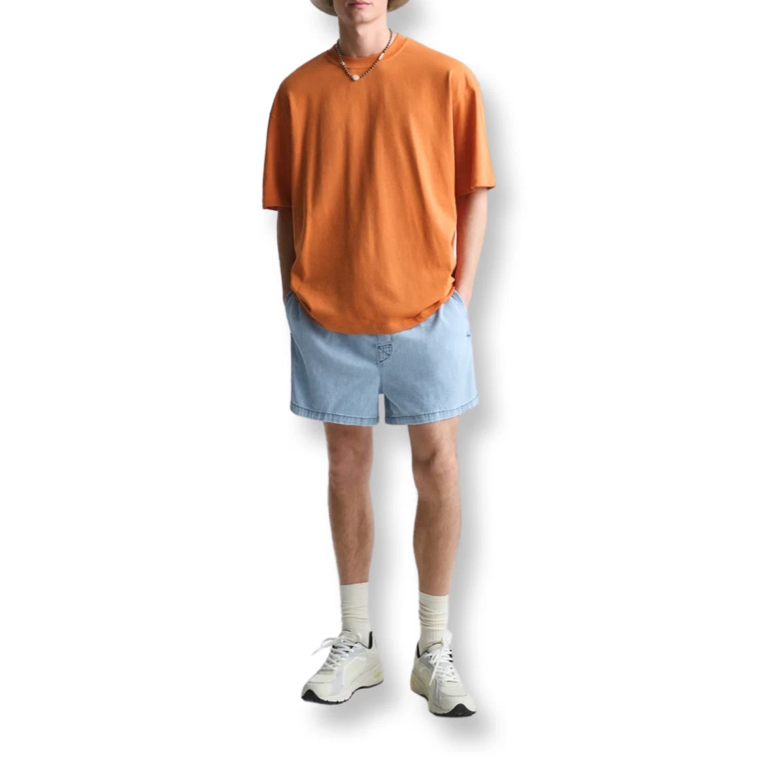 ZARA MAN RELAXED FIT CROPPED JOGGER SHORTS M-XL LIGHT BLUE
