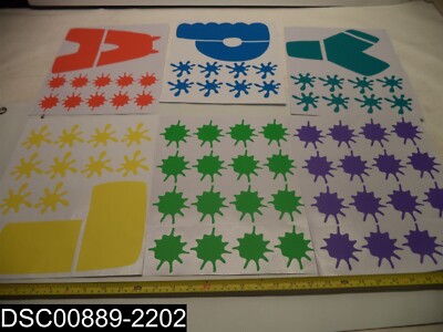 QTY=6 Sheets: Guliguli ''PLAY'' Paint Splatter Wall Decal Stickers