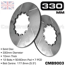 330MM x 10MM x 12 BOLT x 60MM PAD x 7″ PCD – GROOVED BRAKE DISC - PAIR