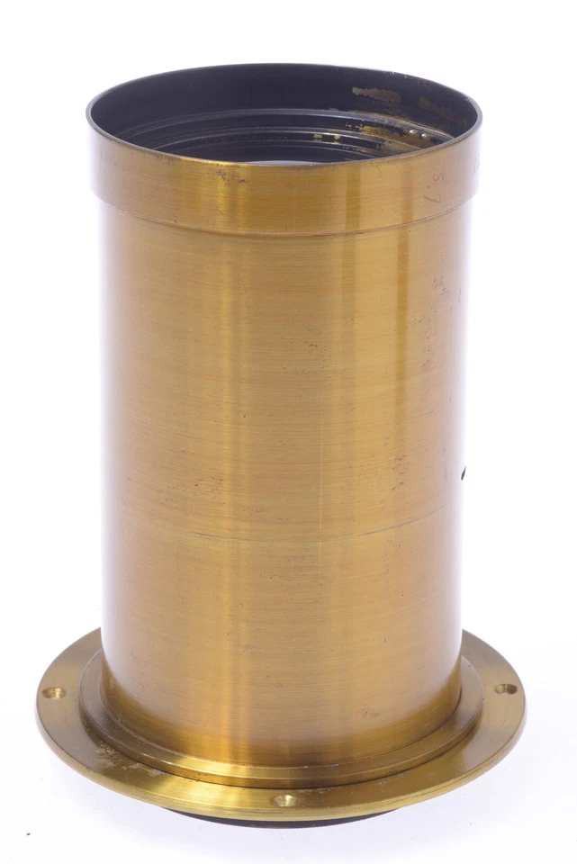 ✅ UNMARKED HERMAGIS? ANTIQUE BRASS LENS ‘210MM’ 8X10” LF CAMERA WATERHOUSE SLOT - Image 3 of 4