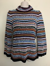 Loft Women's Mock Neck Knit Multicolor Cotton Blend Sweater Sz S Petite
