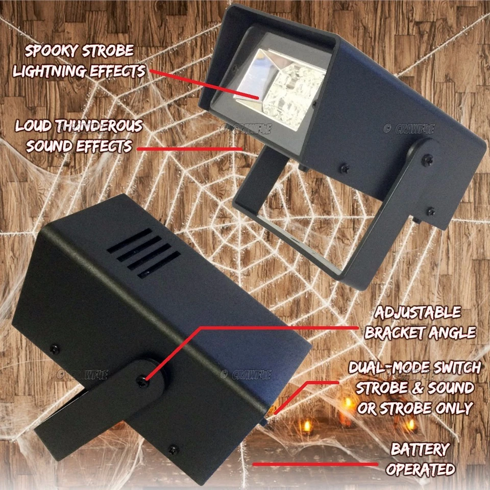 Halloween Thunder & Lightning Sounds + Flashes Strobe Light Party Prop Decor UK - Image 4 of 4