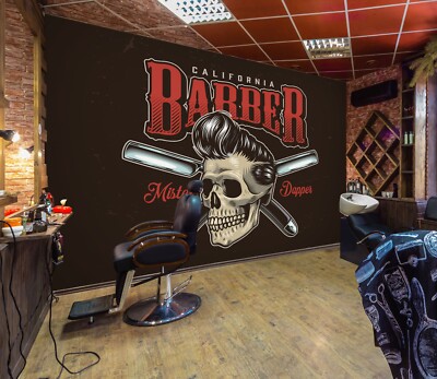 3D Schwarz C132 Haarschnitt Barber Shop Tapete Wandbild Fototapete Vera