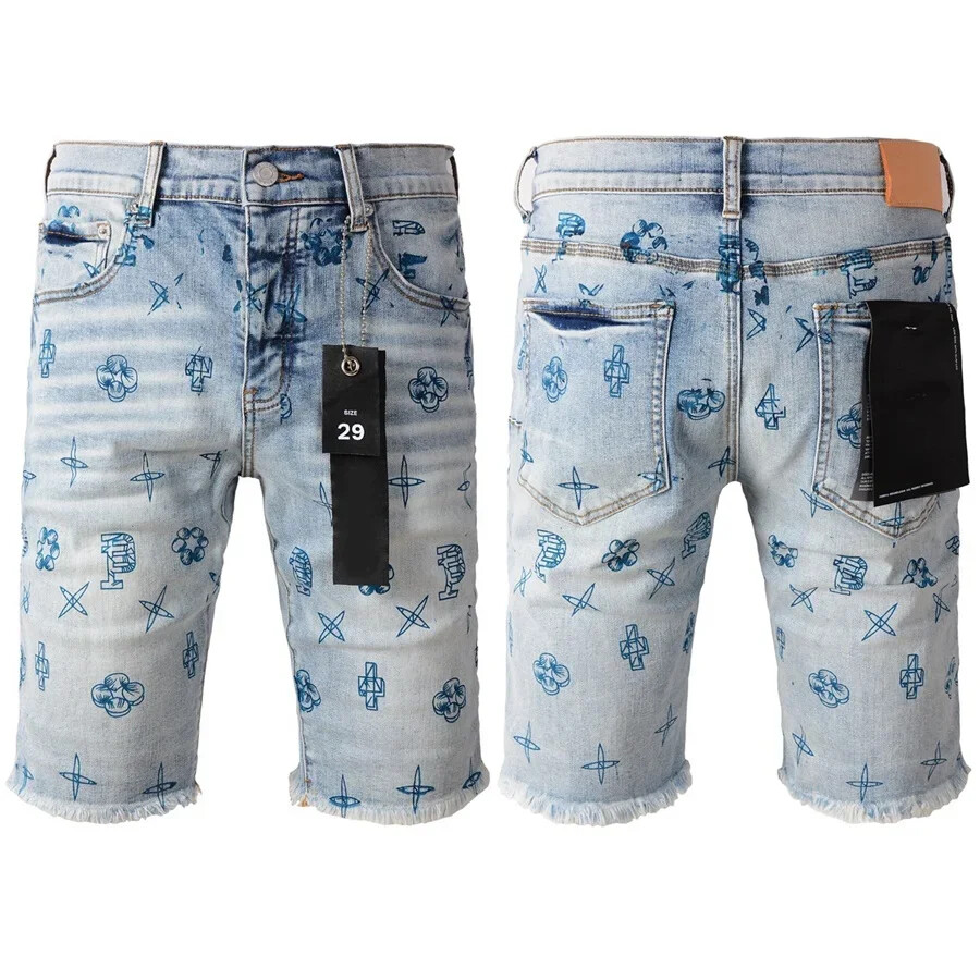 Men Jeans Shorts Trendy brand Pants Irregular Blue Color Washed Denim pants