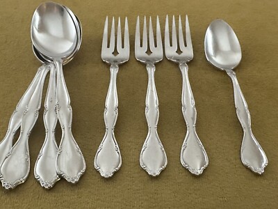 Oneida LAKEWOOD TUXEDO Stainless SSS (3) Salad FORKS  + Soup & Teaspoon