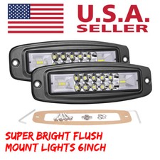 2X 6" Flush Mount LED Work Light Bar Spot Flood Rear Bumper Reverse Pods Driving
