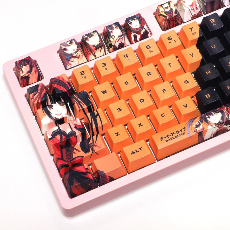 Anime DATE A LIVE Tokisaki Kurumi Keycaps PBT 108 Keys for MX Switches Keyboard - Image 4 of 4