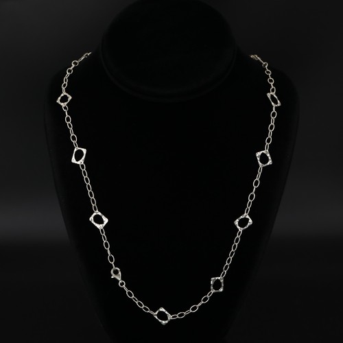 Sterling Silver - 11mm Hammered Square Link 46" Cable Chain Necklace - 17g