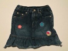 BABY GAP Girls' Adorable Embroidered Farm Patch Ruffled Denim Skirt  Sz 3T