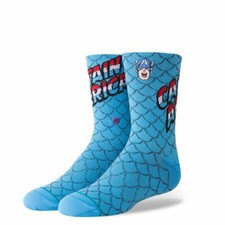 STANCE Boy's Crew Socks CAPTAIN AMERICA - BLU - Large 2-5.5 - NWT LAST ONE LEFT