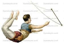 Waterslide Decal Image Transfer Trapeze Artist Circus Upcycle Shabby Chic Art