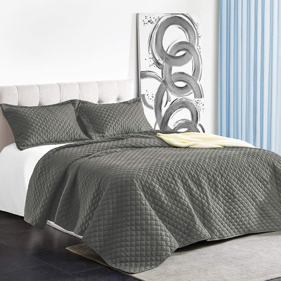 Sunstyle Home Quilt Set Twin Grey Bedspread, Quilted Bedding Quilt (68''X86''),  eBay