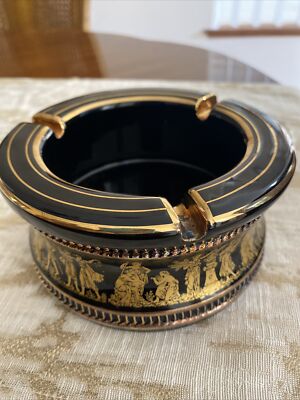 I.SPYROPOULOS ギリシャ 24K GOLD 飾り皿　灰皿 I. I.SPYROPOULOS ギリシャ 24K GOLD 飾り皿 灰皿 Spyropoulos Black