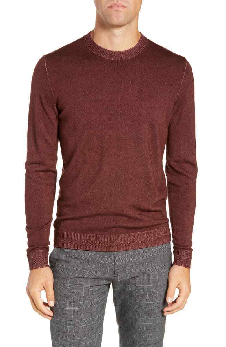 Свитер из крашеной шерсти TED BAKER Trim Fit Newab Garment темно-бордовыйSZ 3 21990₽